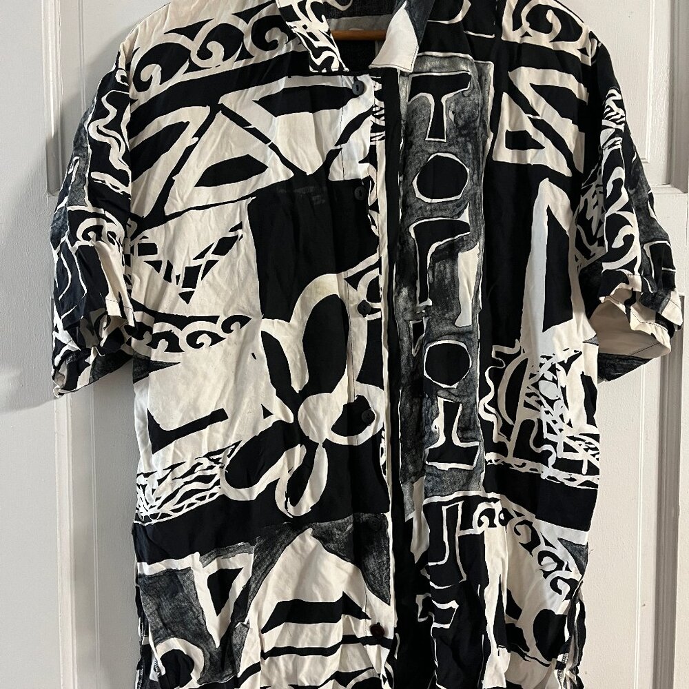 Black and White Beach funk Cover Up Abstract Button down